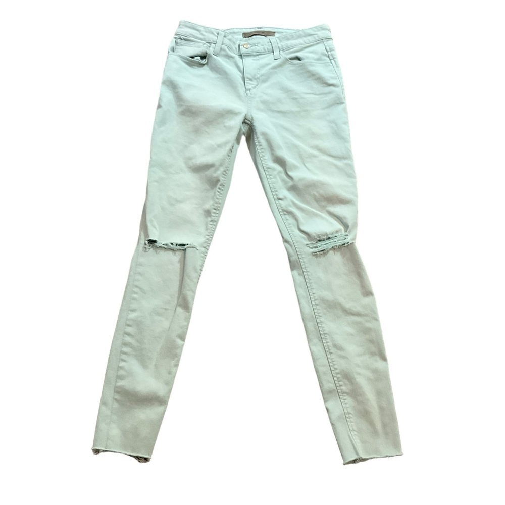 Joe’s The Icon “Flawless” Mid-rise Skinny Ankle Distressed Aqua Jeans Size 27